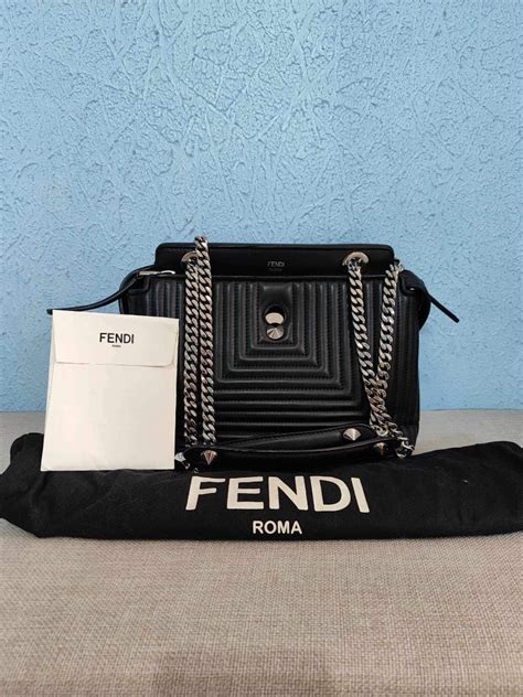 fendi dotcom click shoulder bag brown|fendi shoulder bags for women.